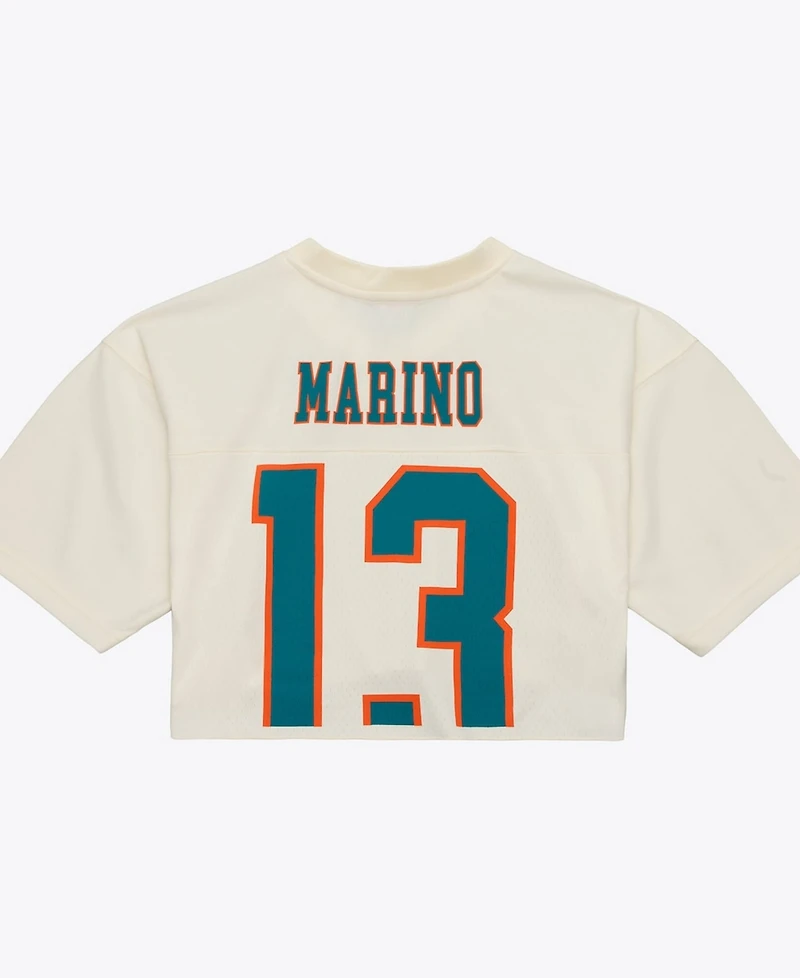 Mitchell & Ness Women's Dan Marino Cream Miami Dolphins Retired Player Cropped Fashion Jersey