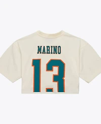 Mitchell & Ness Women's Dan Marino Cream Miami Dolphins Retired Player Cropped Fashion Jersey