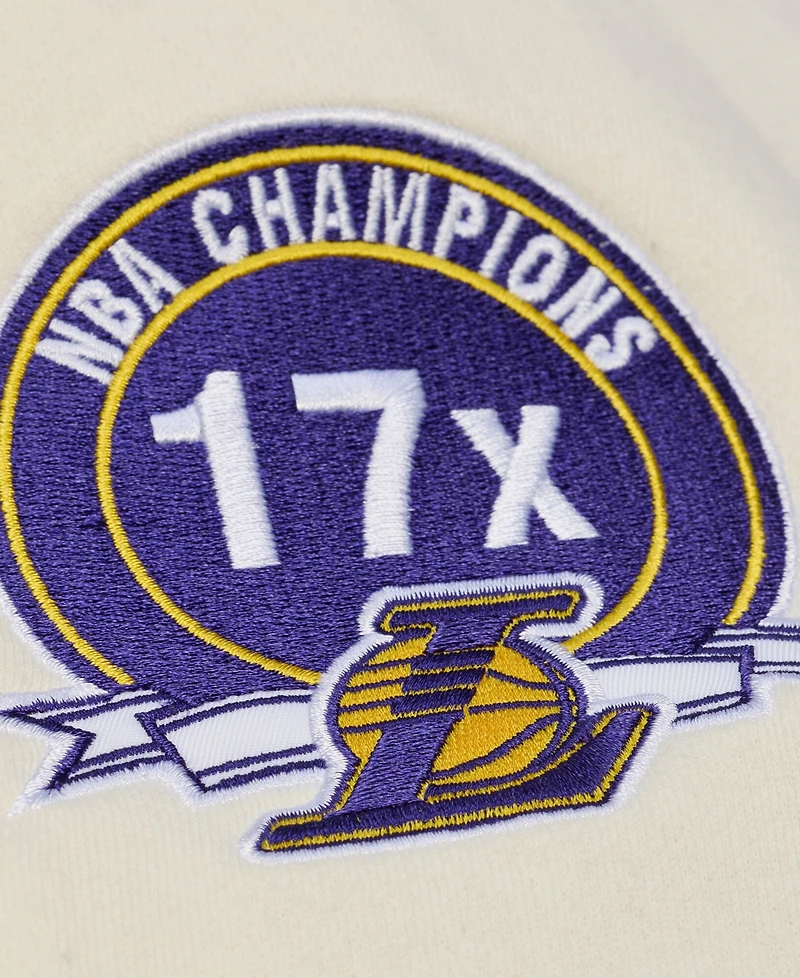 Mitchell & Ness Men's Cream Los Angeles Lakers Hardwood Classics Chainstitch Premium Fleece Hoodie