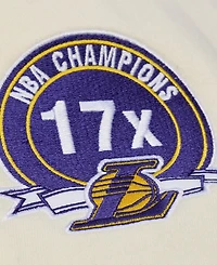 Mitchell & Ness Men's Cream Los Angeles Lakers Hardwood Classics Chainstitch Premium Fleece Hoodie