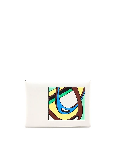 Pre-Owned HERMES Calvi Duo Card Holder Printed Leather