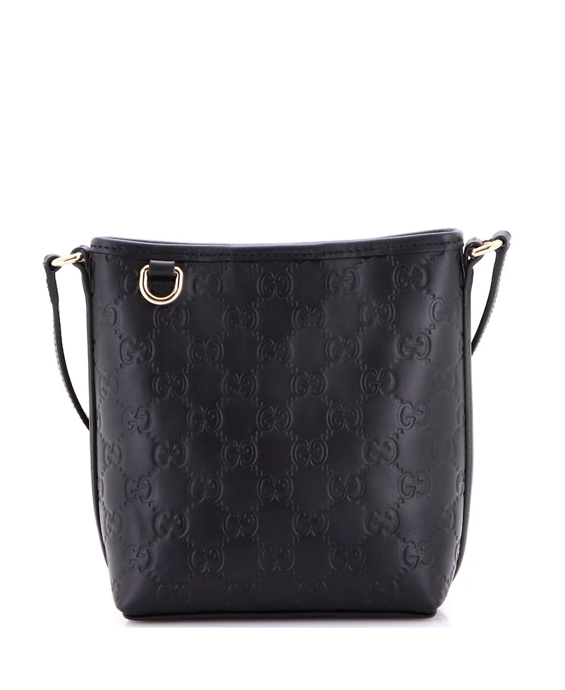 Pre-Owned Gucci Nano Gg Emblem Bucket Bag Gg Debossed Leather