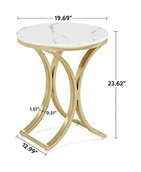 Slickblue Modern Round Accent Table with Metal Frame and Compact Size