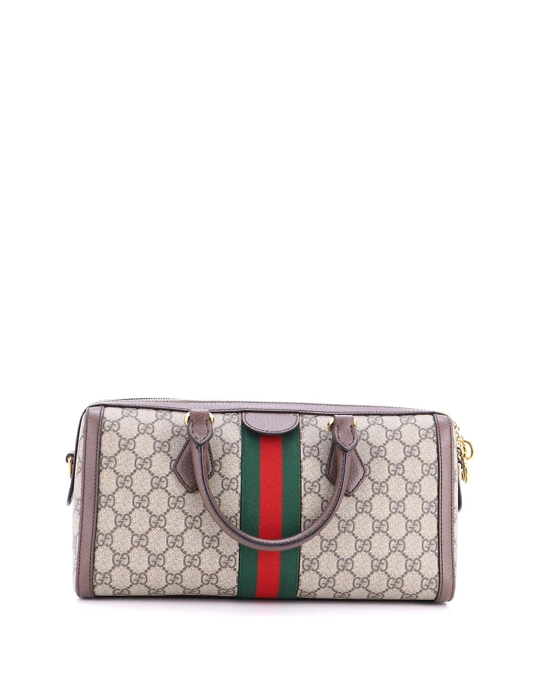 Pre-Owned Gucci Medium Ophidia Boston Bag Gg Coated Canvas