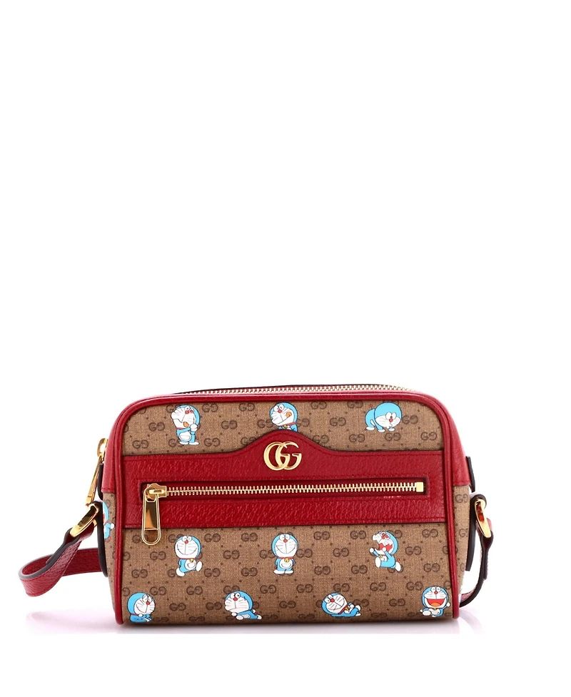 Pre-Owned Gucci Mini Doraemon Crossbody Bag Printed Gg Coated Canvas