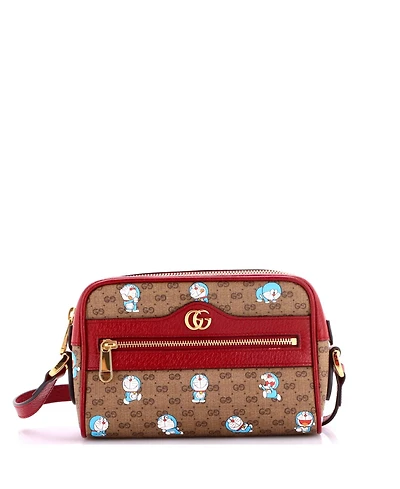 Pre-Owned Gucci Mini Doraemon Crossbody Bag Printed Gg Coated Canvas