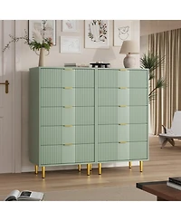 homfan Fluted Dresser with 4/5/6 Drawers, Modern Wood Storage Chest Metal Handles for Bedroom, Living Room, Hallway, or Entryway