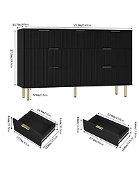 homfan Modern Fluted 7 Drawer Dresser - Wide Wooden Chest for Bedroom, Living Room, Closet, Hallway Contemporary Storage Organizer