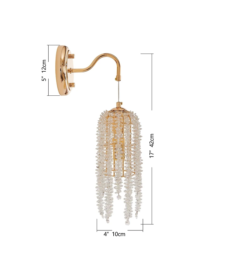 Busdays Frame Crystal Bead String Wall Sconces Set of 2 E12 Bulb Socket Elegant Hanging Light for Living Room Bedroom Hallway No Bulbs Included