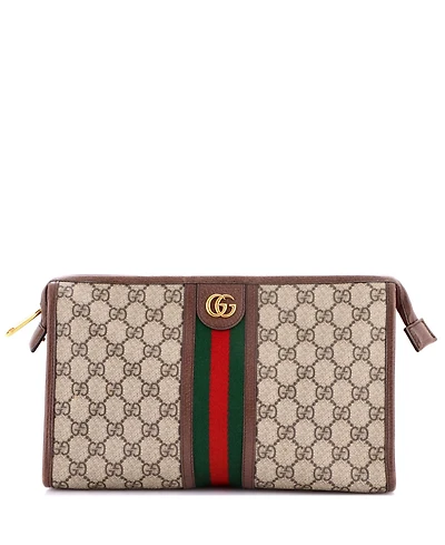 Pre-Owned Gucci Medium Ophidia Pouch Gg Coated Canvas