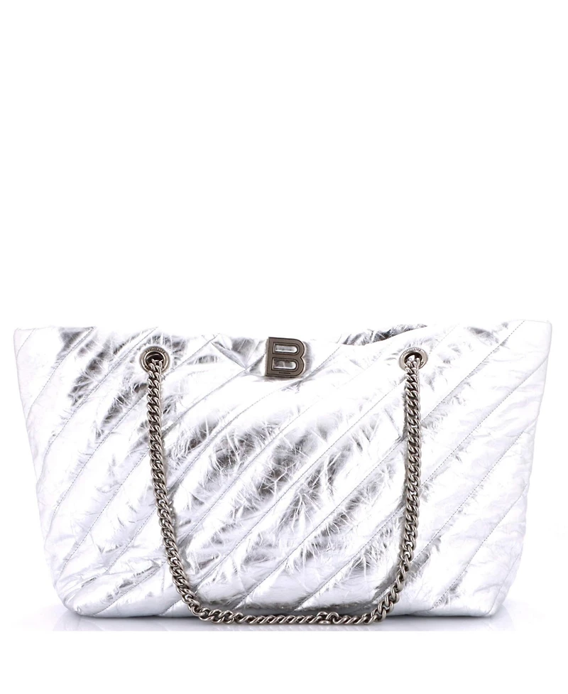 Pre-Owned Balenciaga Medium Crush Carry All Chain Tote Quilted Leather
