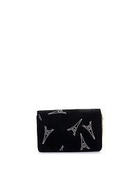 Pre-Owned Balenciaga Small Bb Round Wallet on Chain Crystal Embellished Velvet