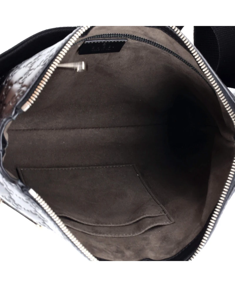 Pre-Owned Gucci Small Signature Zip Messenger Bag Guccissima Leather