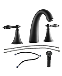 Phying 2 Handle Widespread Bathroom Faucet 3 Hole, with Pop Up Drain and 2 Water Supply Lines