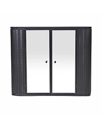 Phying Farmhouse Wall Mounted Mirror Cabinet Metal Frame Storage Organizer with 2 Mirrored Doors and Open Shelf for Bathroom Vanity Over Sink