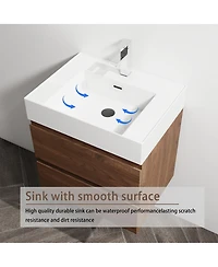 Sillysis Inch Wall Mounted Bathroom Vanity with Resin Sink, Soft Close Drawers