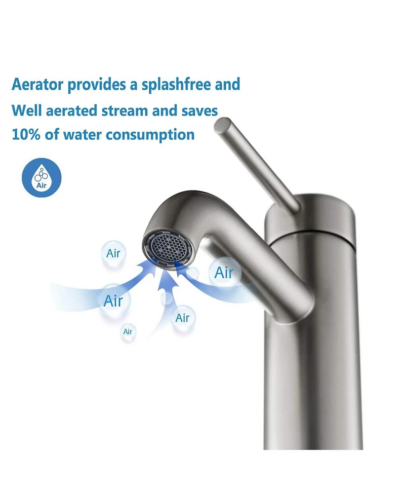 Midola Ada Compliant Single Hole Bathroom Faucet - 6.57" High Stainless Steel Waterfall Faucet Brushed Nickel