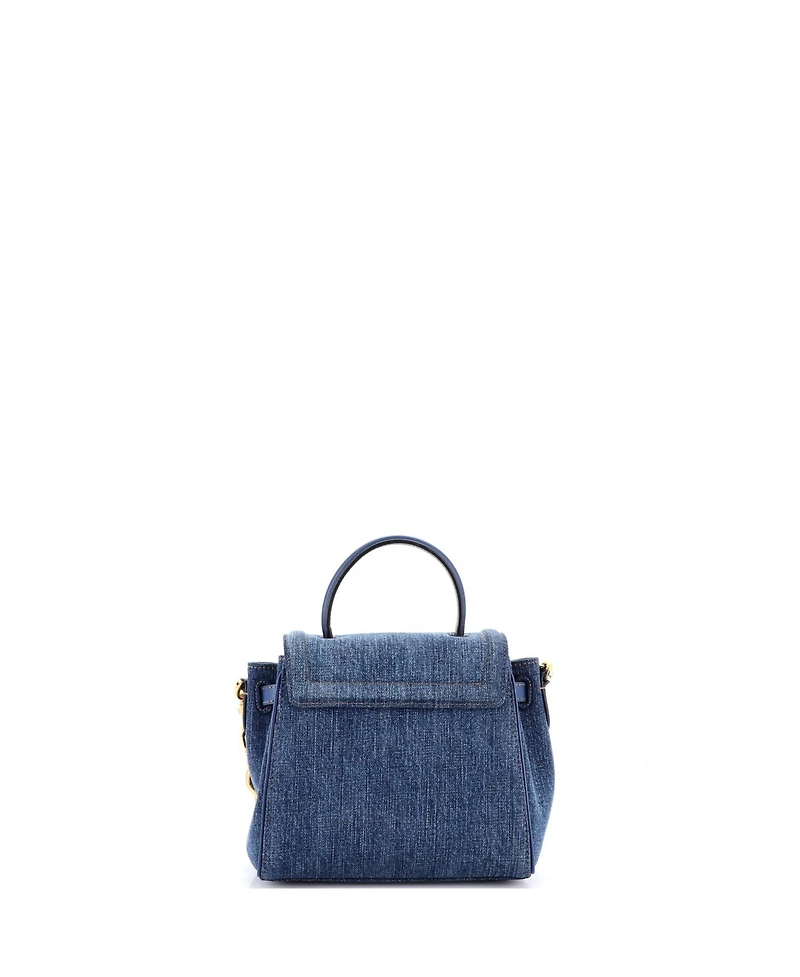 Pre-Owned Versace Small La Medusa Top Handle Bag Denim