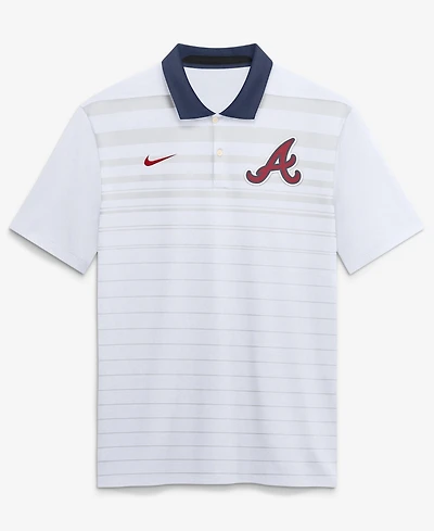 Nike Men's White Atlanta Braves Vapor Striped Dri-fit Polo Shirt
