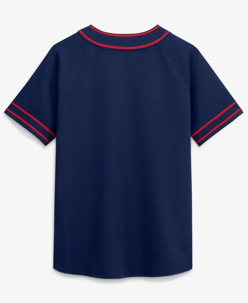 Fanatics Women's Navy Atlanta Braves Diva Race Ahead Raglan V-Neck T-Shirt