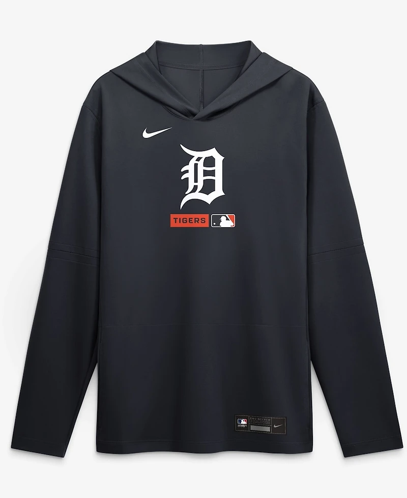 Nike Men's Navy Detroit Tigers Authentic Collection Dri-fit Long Sleeve Hooded T-Shirt