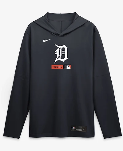 Nike Men's Navy Detroit Tigers Authentic Collection Dri-fit Long Sleeve Hooded T-Shirt