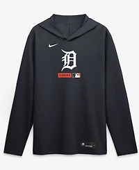Nike Men's Navy Detroit Tigers Authentic Collection Dri-fit Long Sleeve Hooded T-Shirt