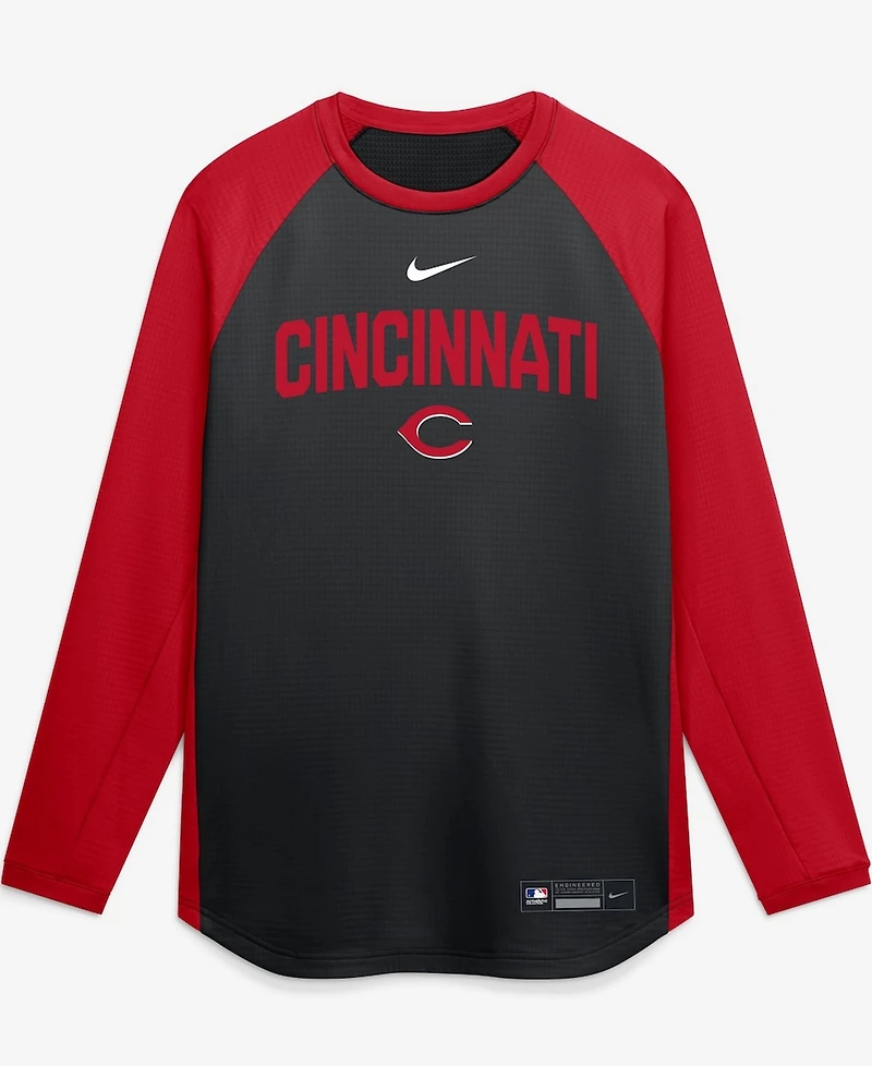 Nike Men's Black Cincinnati Reds Authentic Collection Raglan Dri-fit Sweatshirt