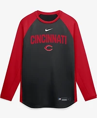 Nike Men's Black Cincinnati Reds Authentic Collection Raglan Dri-fit Sweatshirt