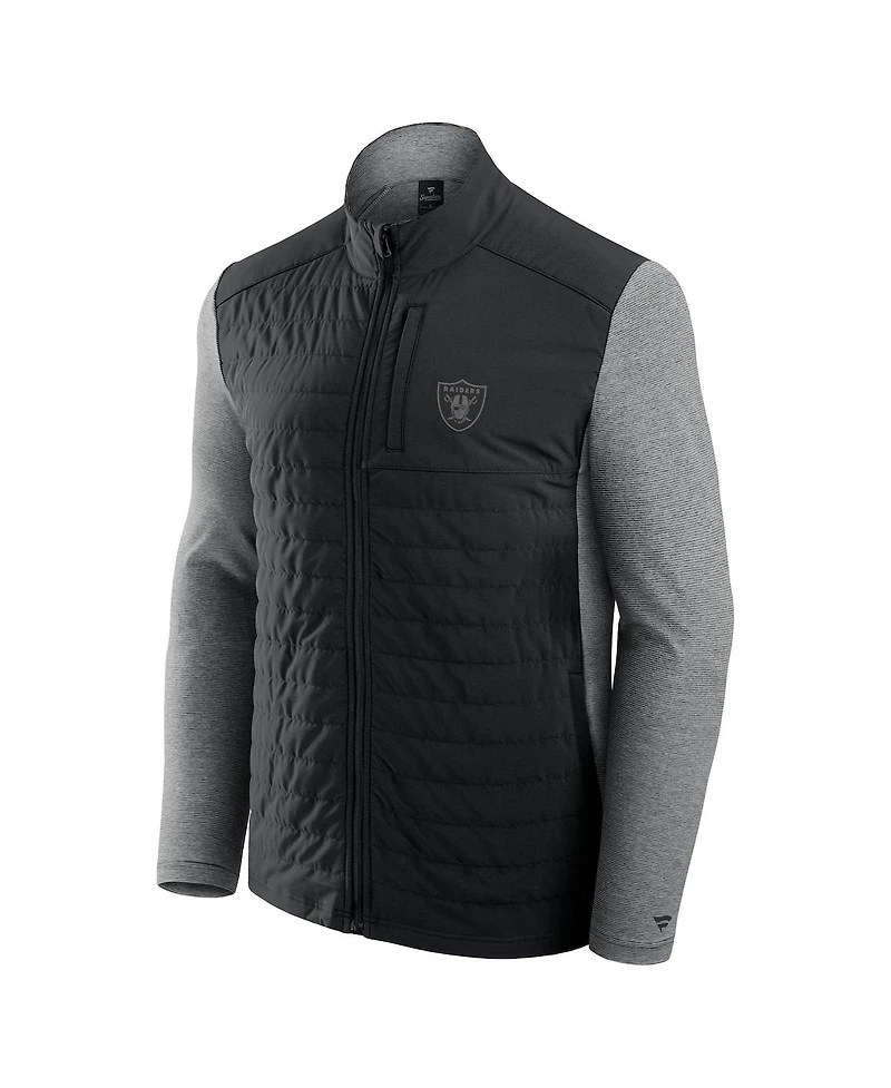 Fanatics Men's and Women's Black/Heather Gray Las Vegas Raiders Front Office Tonal Full-Zip Jacket