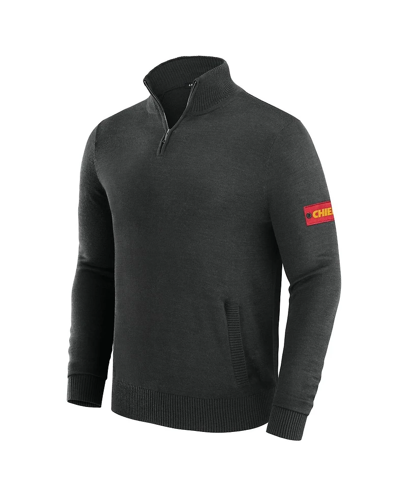 J. Palmer Men's Black Kansas City Chiefs Franchise Quarter-Zip Sweater