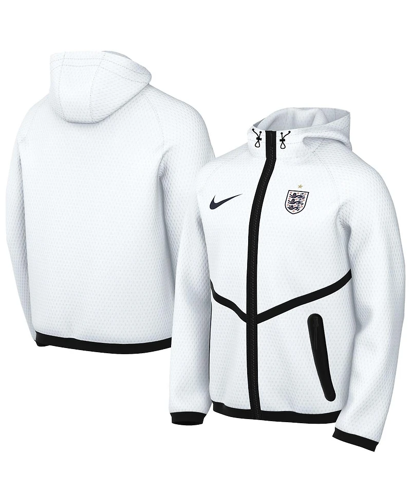 Nike Men's White England National Team 2026 Anthem Mesh Dri-fit Full-Zip Hooded Jacket