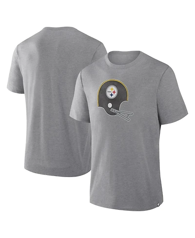 Fanatics Men's Heather Gray Pittsburgh Steelers Vintage Heritage Tribute Tri-Blend T-Shirt