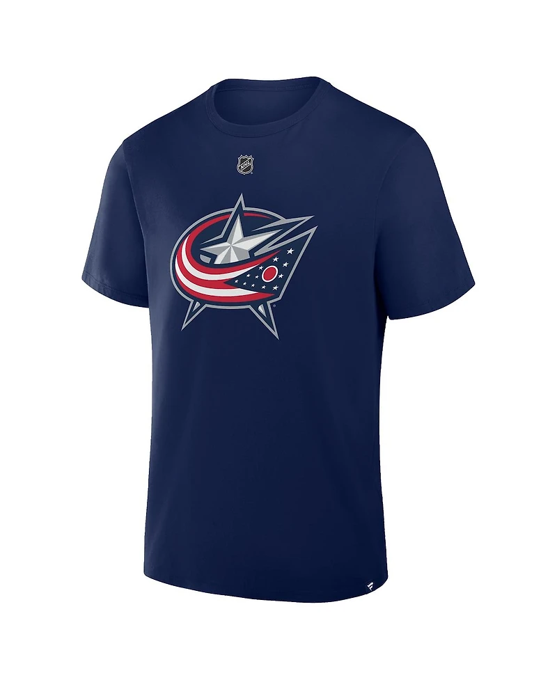 Fanatics Men's Adam Fantilli Navy Columbus Blue Jackets Authentic Stack Name Number T-Shirt