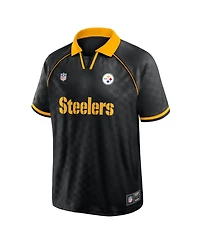 Fanatics Men's Black/Gold Pittsburgh Steelers Homerun Raglan V-Neck Polo Shirt