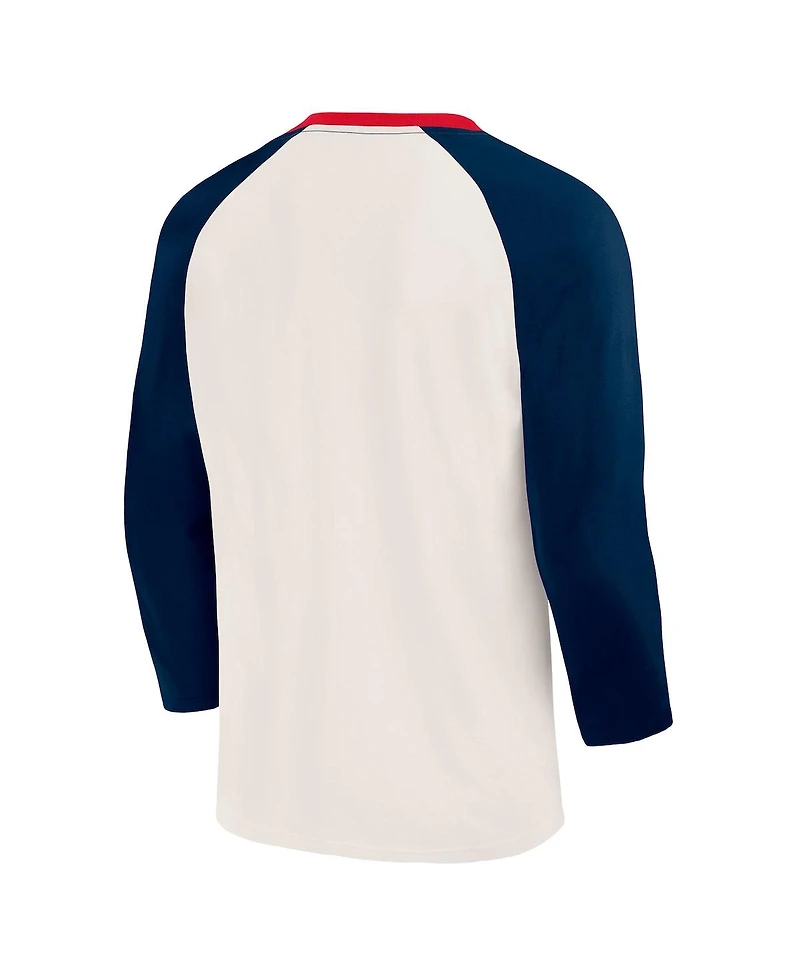 Fanatics Men's White/Navy Pittsburgh Steelers Americana 3/4 Sleeve Raglan T-Shirt