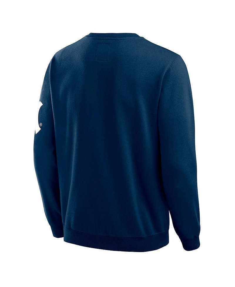 Fanatics Men's Navy New York Yankees Washed Crew Neck Pullover Sweatshirt