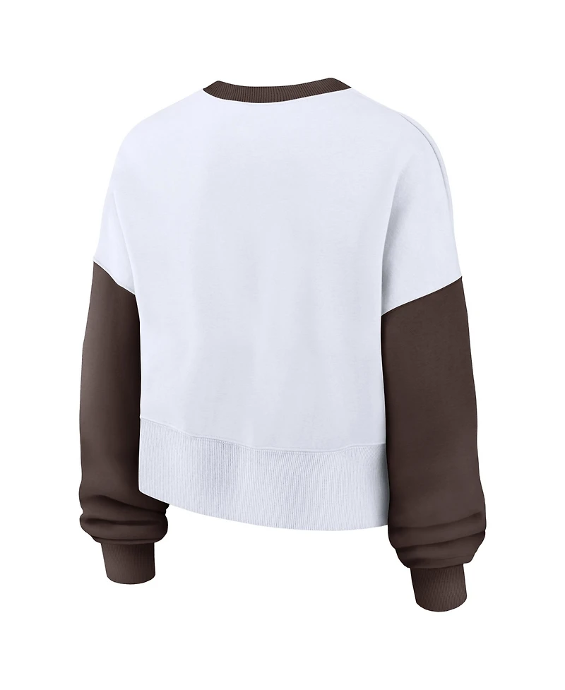 Nike Women's White/Brown San Diego Padres Oversized High Hip Fleece Sweatshirt