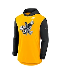 Nike Men's Gold/Black Iowa Hawkeyes Campus Legacy Tri-Blend Long Sleeve Hooded T-Shirt