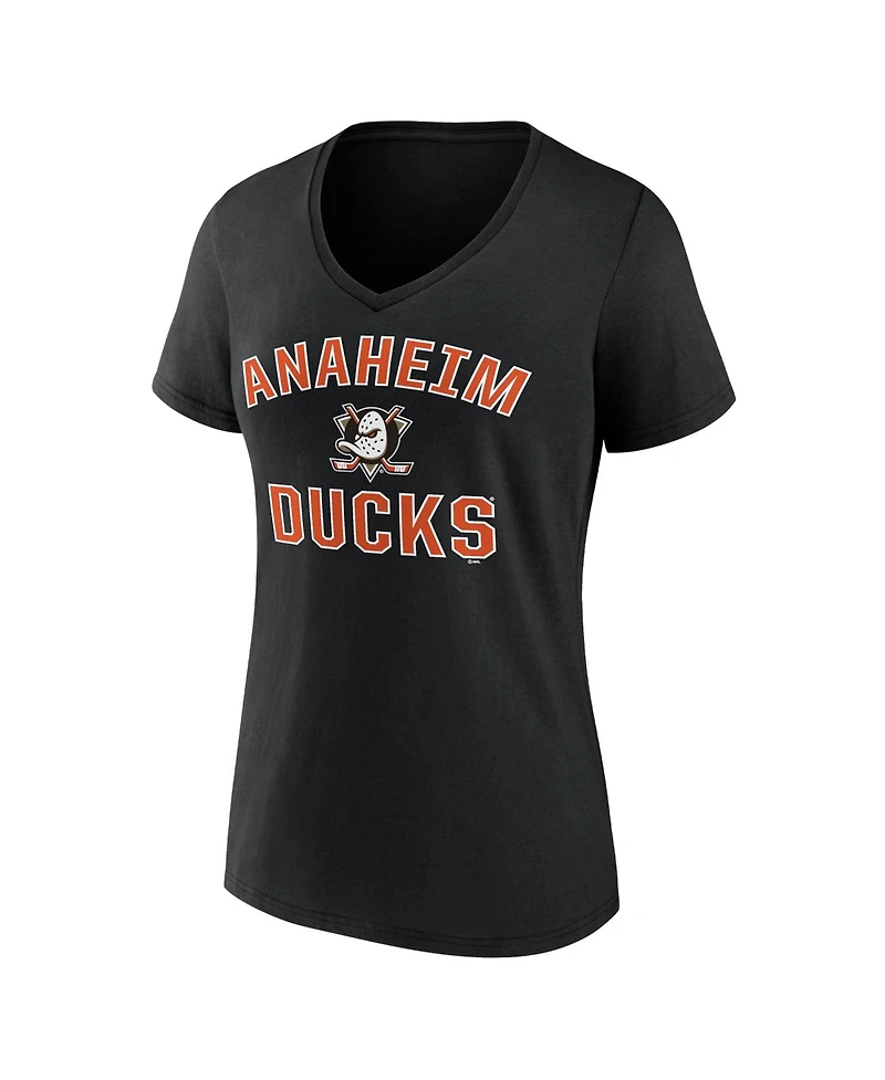 Logo Athletic Women's Black Anaheim Ducks Arch Victory V-Neck T-Shirt