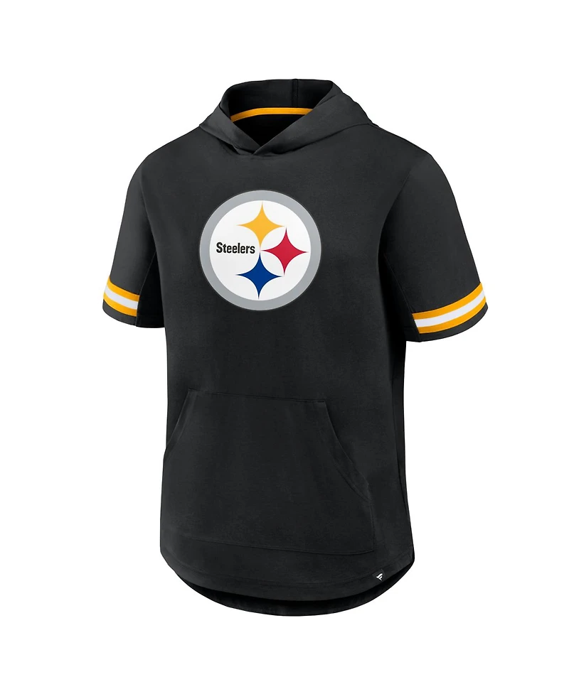 Fanatics Men's Black Pittsburgh Steelers Optimal Play Short Sleeve Hooded T-Shirt