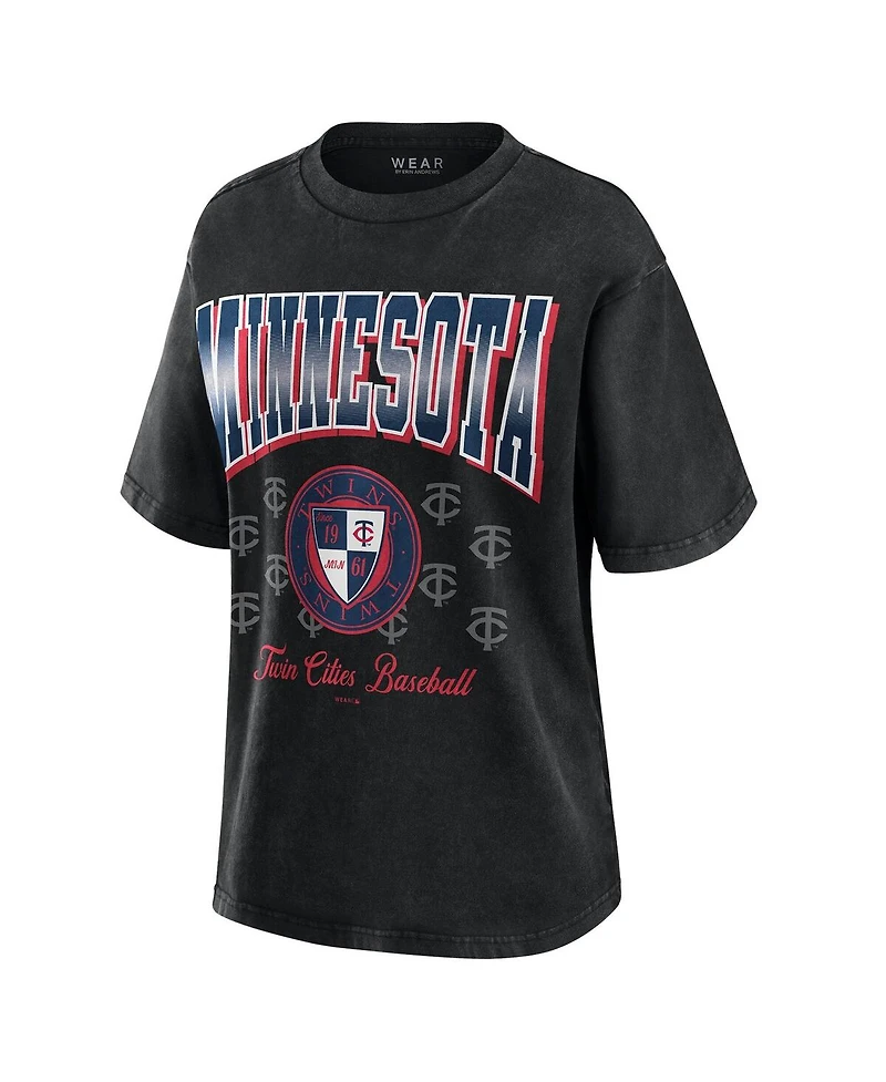 Wear by Erin Andrews Women's Black Minnesota Twins Oversized Boyfriend T-Shirt