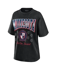 Wear by Erin Andrews Women's Black Minnesota Twins Oversized Boyfriend T-Shirt