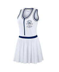 Wear by Erin Andrews Women's White Los Angeles Dodgers Zip-Front Pleated Tri-Blend Scoop Neck Tank Dress