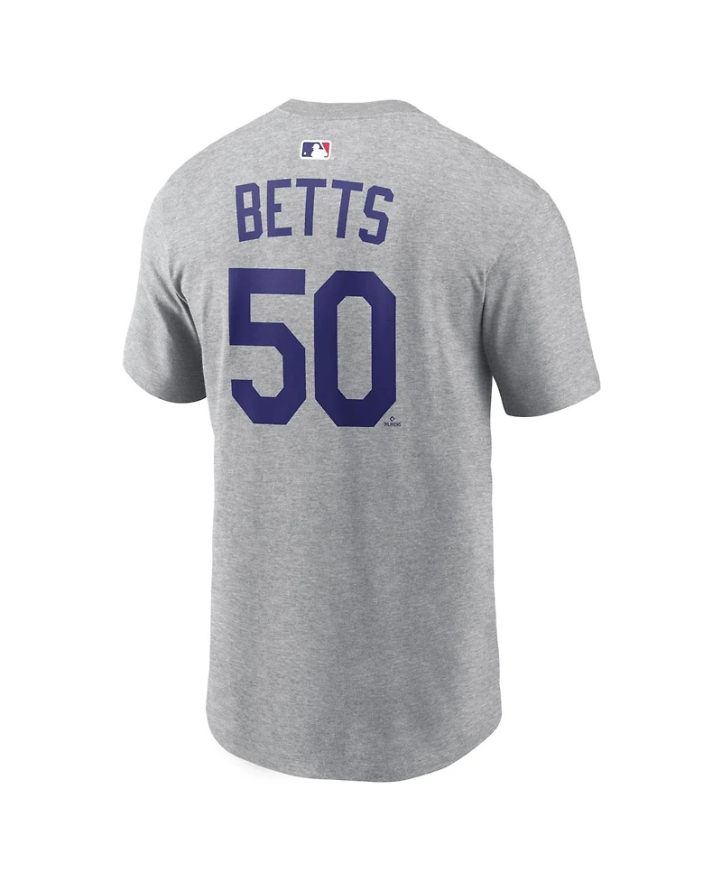 Nike Men's Mookie Betts Heather Gray Los Angeles Dodgers Name Number T-Shirt