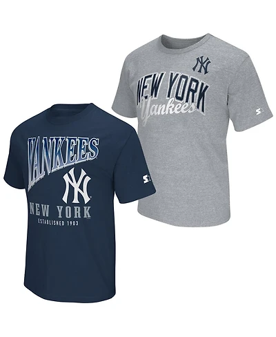 Starter Men's Navy/Heather Gray New York Yankees Two-Pack T-Shirt Set