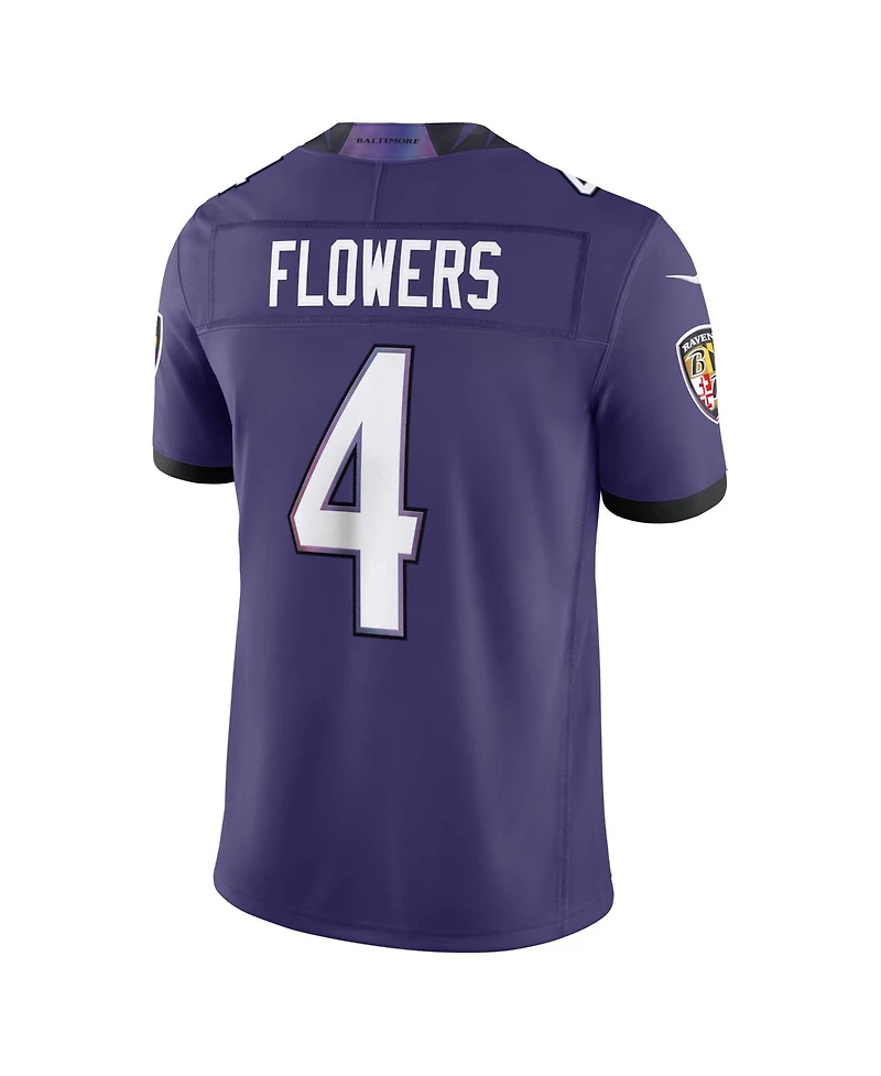 Nike Men's Zay Flowers Purple Baltimore Ravens Vapor F.u.s.e. Sewn Down Limited Jersey