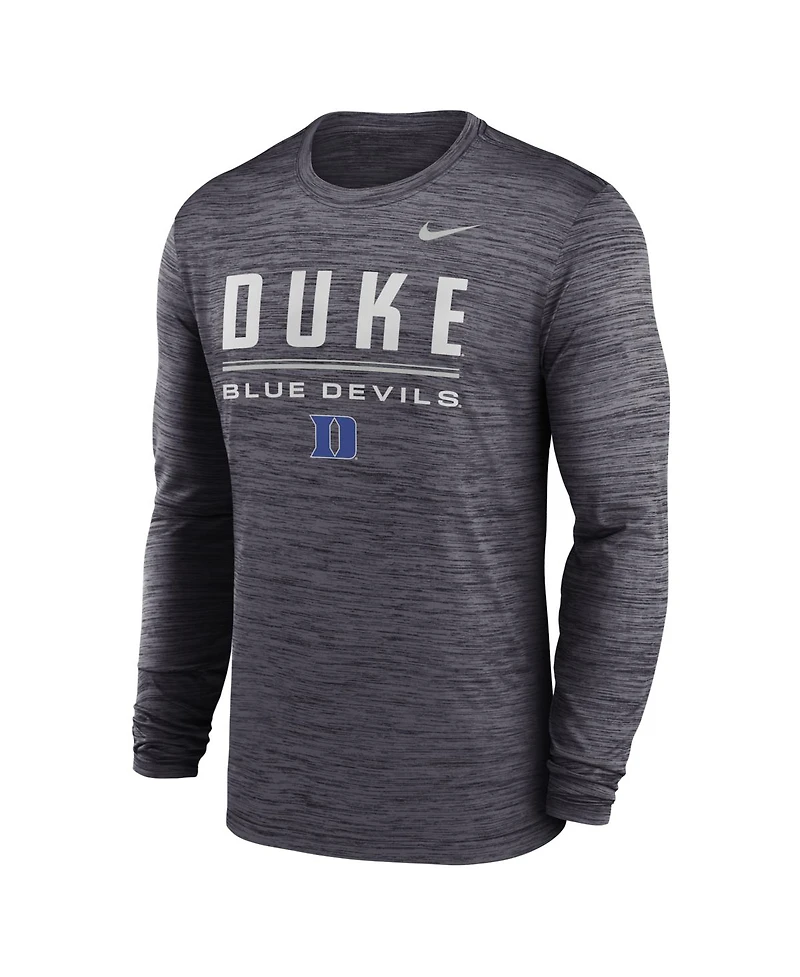 Nike Men's Black Duke Blue Devils Sideline Velocity Dri-fit Long Sleeve T-Shirt