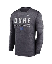 Nike Men's Black Duke Blue Devils Sideline Velocity Dri-fit Long Sleeve T-Shirt
