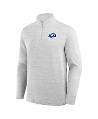 Fanatics Men's Heather Gray Los Angeles Rams Clutch Quarter-Zip Pullover